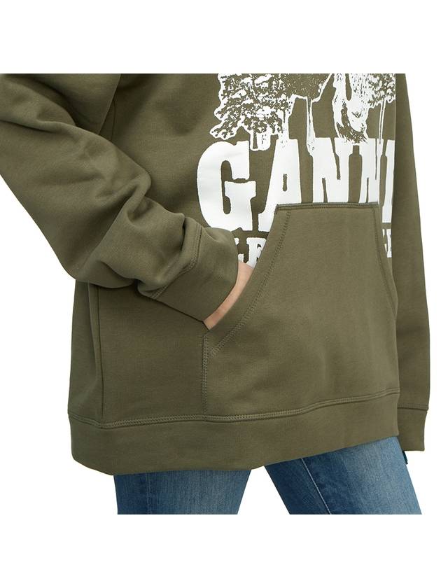 Cotton Hoodie Army Green - GANNI - BALAAN 8