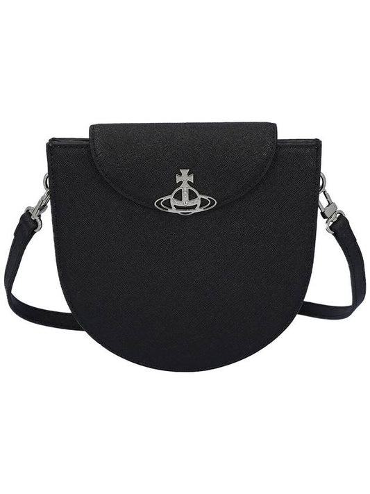 Half Moon Saddle Saffiano Leather Cross Bag Black - VIVIENNE WESTWOOD - BALAAN 2