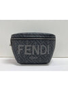 FF jacquard logo print fabric leather belt bag black gray - FENDI - BALAAN 2