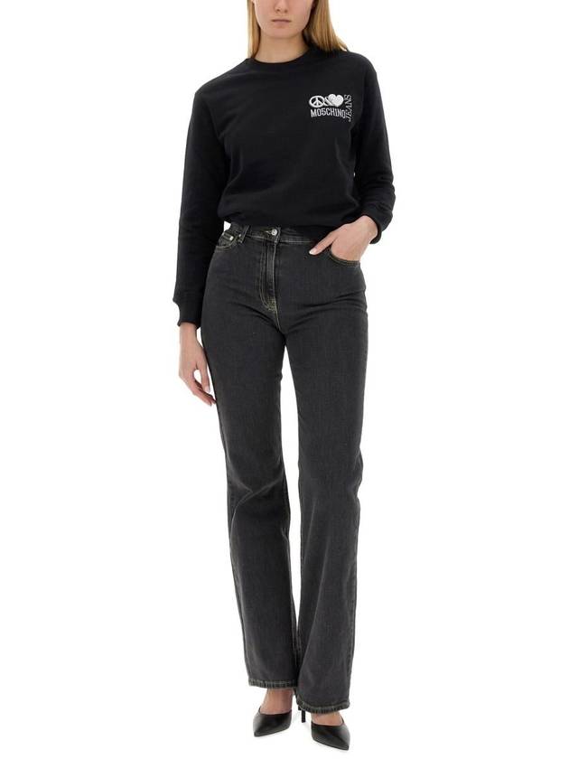 Denim Straight Pants 03263238 1555 BLACK - MOSCHINO - BALAAN 3