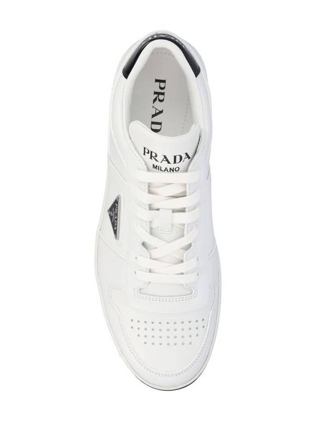 Downtown Triagle Logo Leather Low Top Sneakers White - PRADA - BALAAN 5