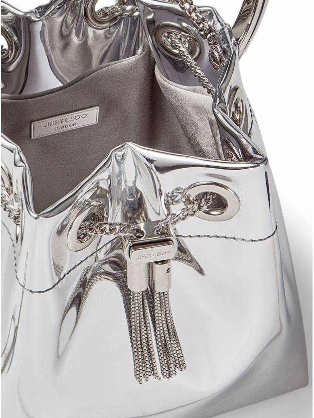 'Bon Bon' Mini Silver-Tone Handbag With Metal Bracelet Handle In Mirror Fabbric Woman - JIMMY CHOO - BALAAN 4