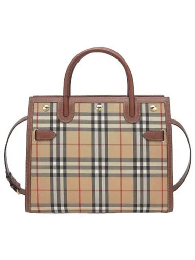 Vintage Check Small Title Tote Bag Brown - BURBERRY - BALAAN 1