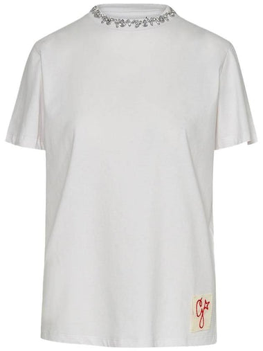 Crystal Neck Point Short Sleeve T-Shirt White - GOLDEN GOOSE - BALAAN 1