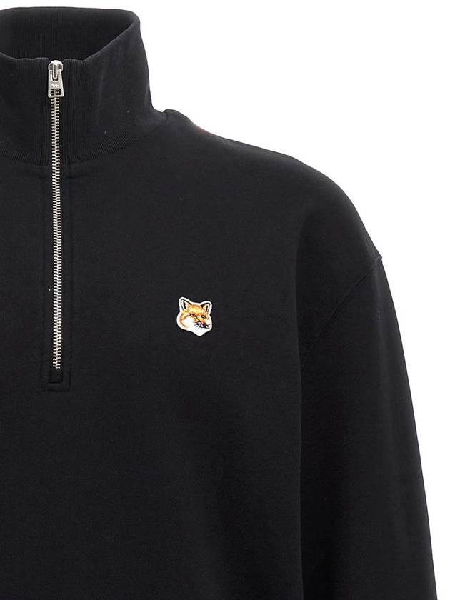 Fox Head Patch Half Zipper Sweatshirt Black - MAISON KITSUNE - BALAAN 4