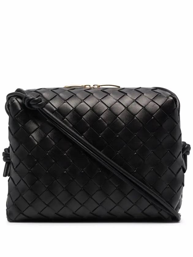 Loop Intrecciato Weaving Small Cross Bag Black - BOTTEGA VENETA - BALAAN 2