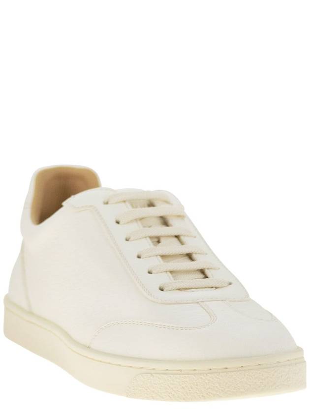 Grain Leather Low Top Sneakers White - BRUNELLO CUCINELLI - BALAAN 3