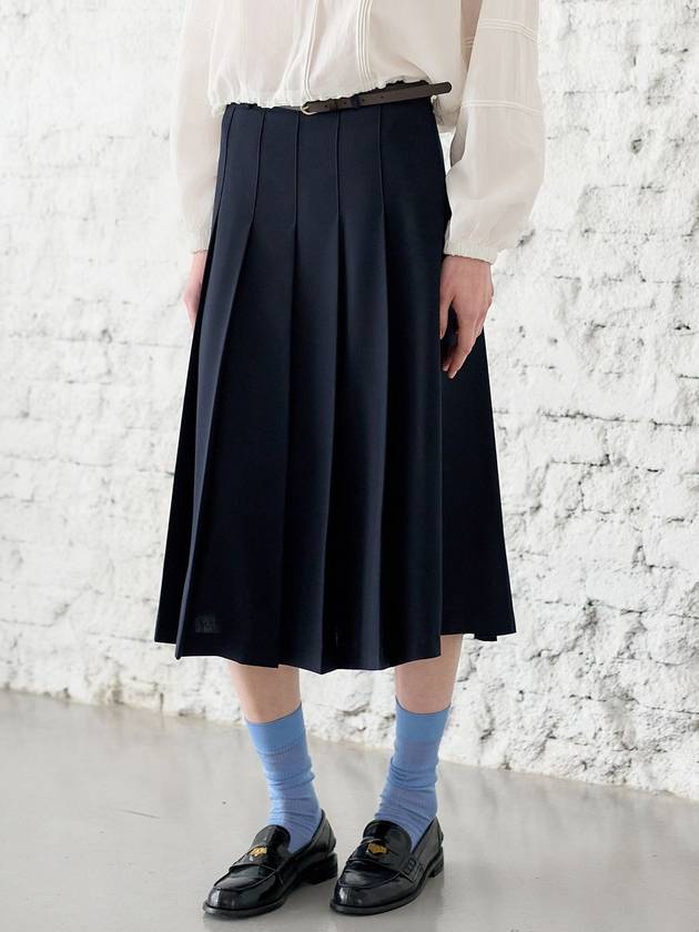 Belt Pleated Skirt Navy - MITTE - BALAAN 3