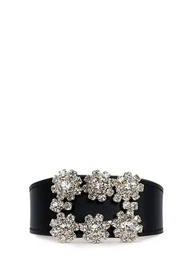 Women's Flower Strass Buckle Bracelet Black - ROGER VIVIER - BALAAN 5