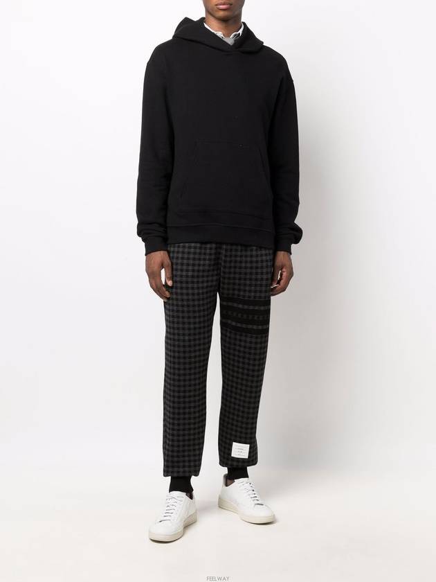 4 Bar Gun Club Check Jacquard Cotton Track Pants Black - THOM BROWNE - BALAAN 4