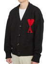 Big Heart Logo Wool Cardigan Black - AMI - BALAAN 3