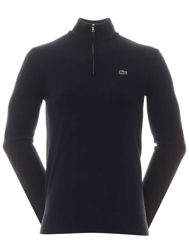 Organic Cotton Quarter Zip Knit Top Navy - LACOSTE - BALAAN 2