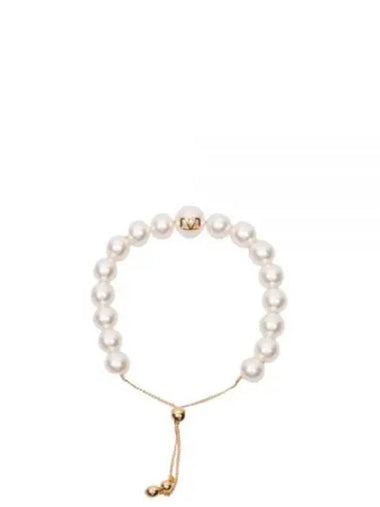 5W0J0W83 DHC 0O3 5W2J0W83 V logo signature metal resin pearl bracelet - VALENTINO - BALAAN 1