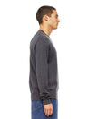 Men's Mini Heart Logo Merino Wool Knit Top Grey - AMI - BALAAN 4