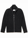 Stitch Knit High Neck Full Zip Up Cardigan Black - MAISON MARGIELA - BALAAN 2