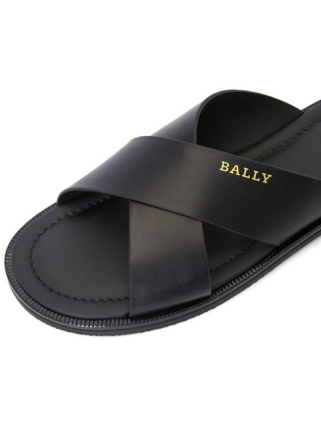 Jair Cross Strap Slider Sandals Black - BALLY - BALAAN.