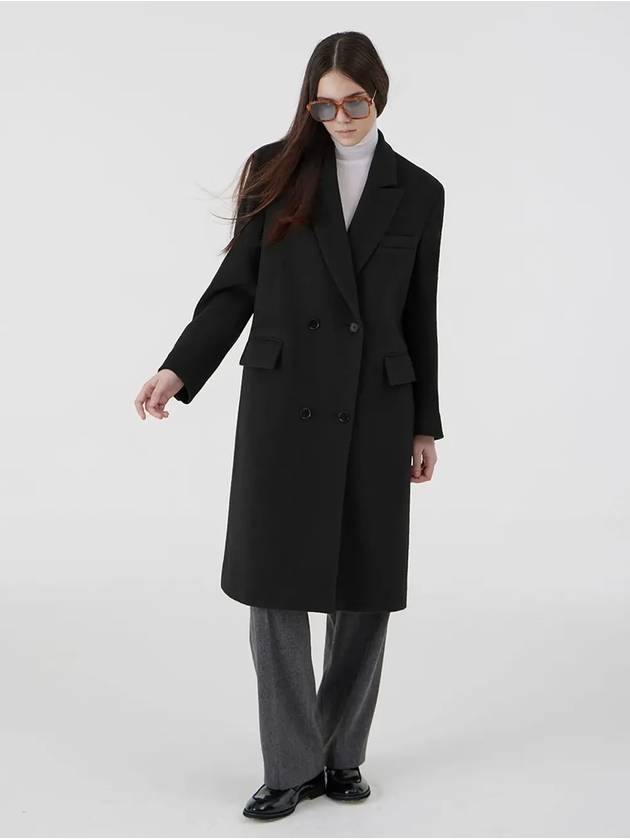 Menish Oversized Fit Box Wool Double Coat Black - VOYONN - BALAAN 3