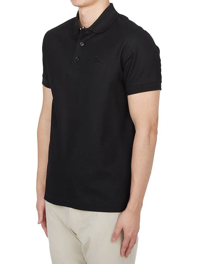 Cotton Polo Shirt Black - BURBERRY - BALAAN 4