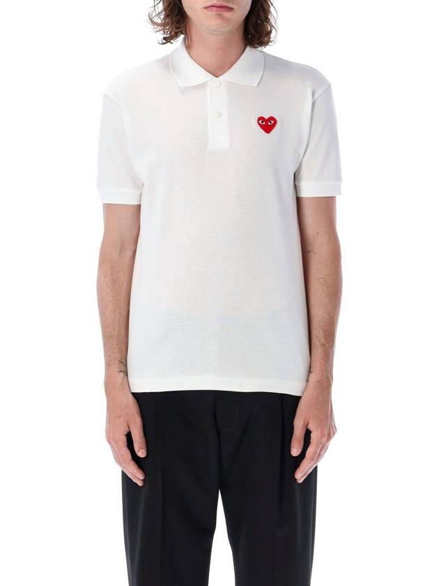 Comme Des Garçons Play Classic Polo Shirt With Red Heart Patch - COMME DES GARCONS PLAY - BALAAN 1