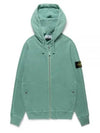 Men's Garment Dyed Malfile Zip Up Hoodie Green - STONE ISLAND - BALAAN 2