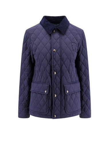 Corduroy Collar Quilted Jacket Navy - BURBERRY - BALAAN 1