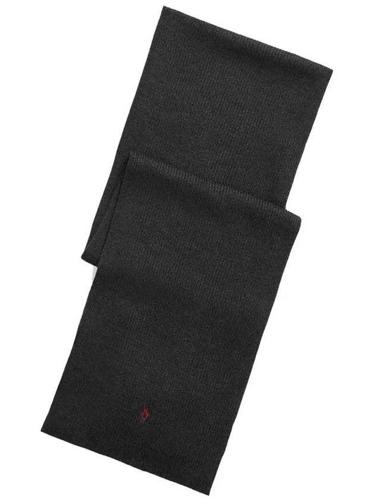 Embroidered Pony Logo Ribbed Muffler Dark Granite Header - POLO RALPH LAUREN - BALAAN 1