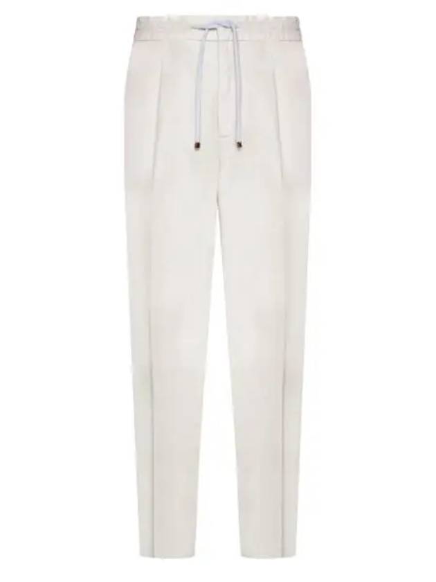 Drawstring Pleated Tapered Straight Pants White - BRUNELLO CUCINELLI - BALAAN 2