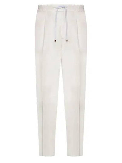 Drawstring Pleated Tapered Straight Pants White - BRUNELLO CUCINELLI - BALAAN 2