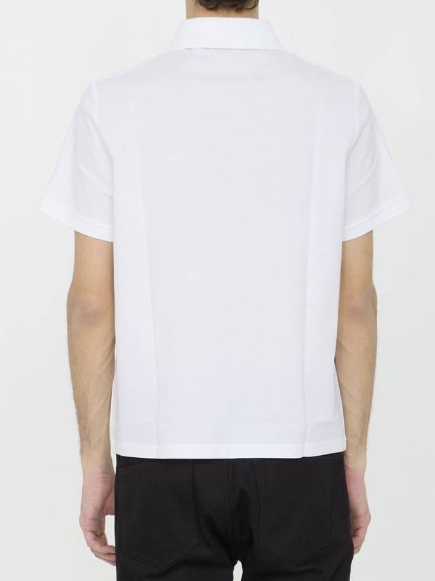 Men's Monogram Cotton Short Sleeve Polo Shirt White - SAINT LAURENT - BALAAN 5