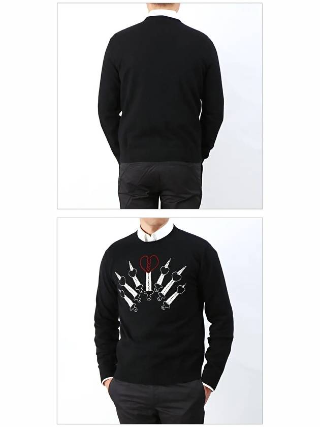 Men's Heart Sword Cashmere Knit Top Black - VALENTINO - BALAAN 4