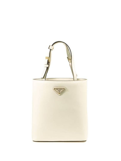 Triangle Logo Tote Bag White - PRADA - BALAAN 2