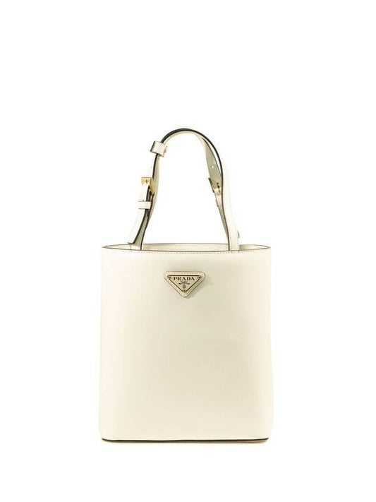 Triangle Logo Tote Bag White - PRADA - BALAAN 1