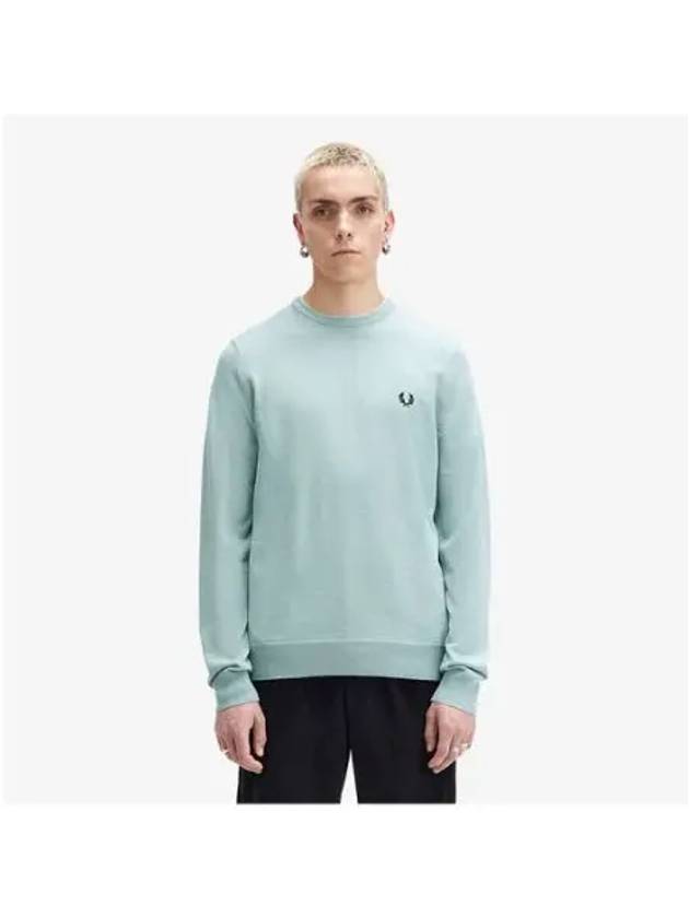 Fred Perry Baseline Classic Crew Neck Merino Wool Knit Silver Blue AFPM2439601 X06 - FRED PERRY - BALAAN 1