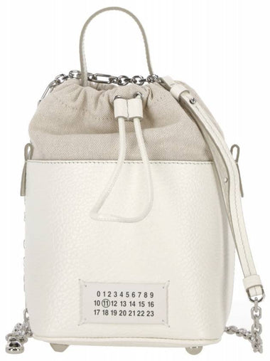 5AC Number Logo Texture Leather Bucket Bag Ivory - MAISON MARGIELA - BALAAN 1