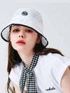 Windproof color combination string bucket hat WHITE - MONBIRDIE GOLF - BALAAN 7