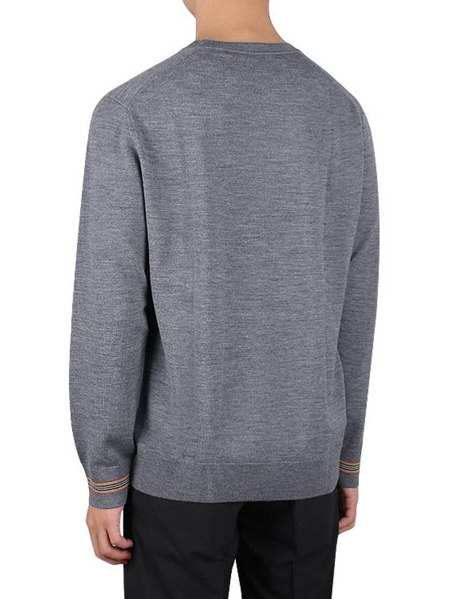 Men's Icon Striped Wool Long Sleeve T-Shirt Grey - BURBERRY - BALAAN 5