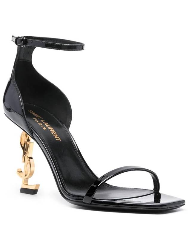 Opium Gold YSL Logo Open Toe Sandal Heels Black - SAINT LAURENT - BALAAN 3