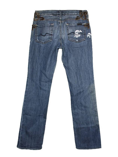 Leather appliqu skull denim pants 55 66 - SEVEN JEANS - BALAAN 2