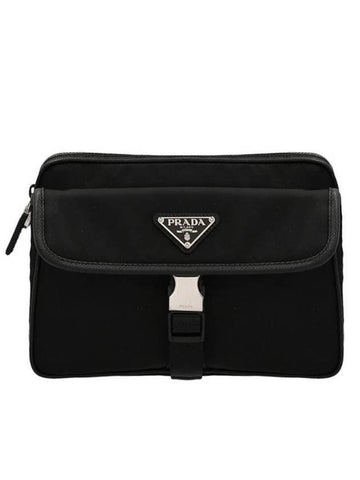 Re-Nylon Saffiano Leather Shoulder Bag Black - PRADA - BALAAN 1