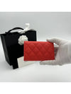 Caviar Snap Card Wallet Flap Red Orange AP3978 - CHANEL - BALAAN 6