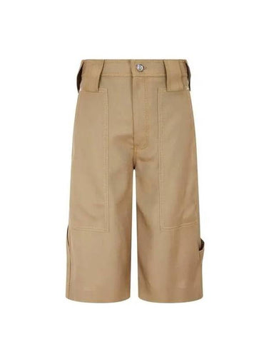 Stitched Canvas Shorts Camel - STELLA MCCARTNEY - BALAAN 1