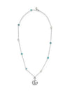 GG Marmont Double Pendant Necklace YBB527399001 Silver Blue - GUCCI - BALAAN 2