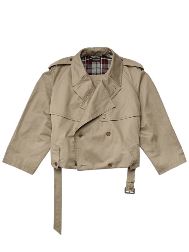 Fold Cotton Twill Short Trench Coat Beige - BALENCIAGA - BALAAN 2