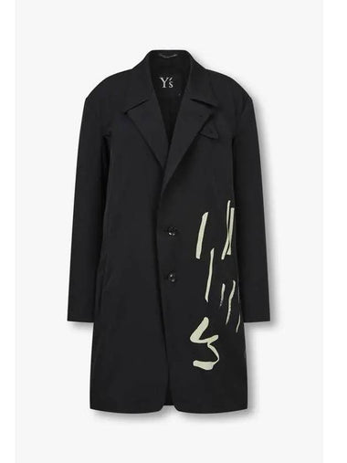 Yohji Yamamoto Y s Painting Print Long Single Jacket Black - YOHJI YAMAMOTO - BALAAN 1