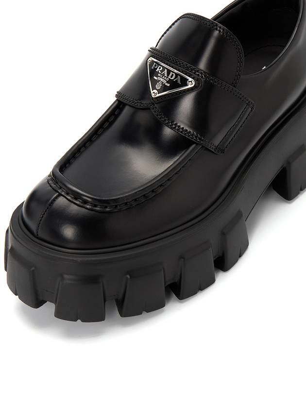 Monolith Brushed Leather Platform Loafers Black - PRADA - BALAAN 8