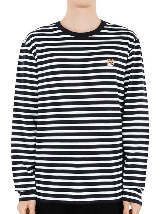 Fox Head Patch Regular Marin Long Sleeve T Shirt Navy Stripes - MAISON KITSUNE - BALAAN 2