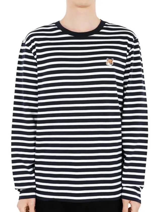 Fox Head Patch Regular Marin Long Sleeve T Shirt Navy Stripes - MAISON KITSUNE - BALAAN 3