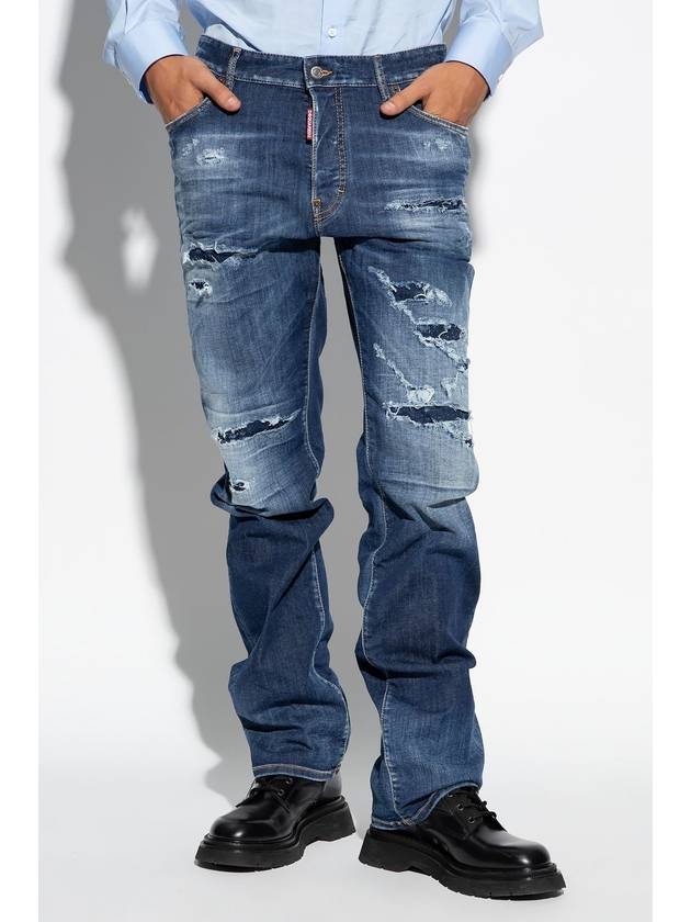 Distressed Faded Straight Jeans Blue - DSQUARED2 - BALAAN 4