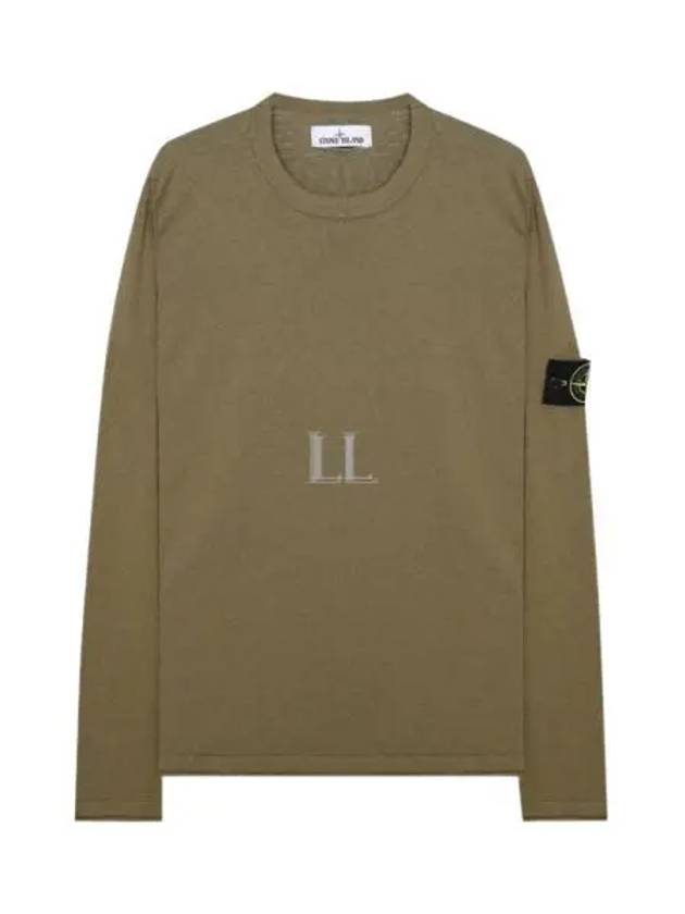 Logo Patch Crew Neck Cotton Nylon Knit Top Brown - STONE ISLAND - BALAAN 2