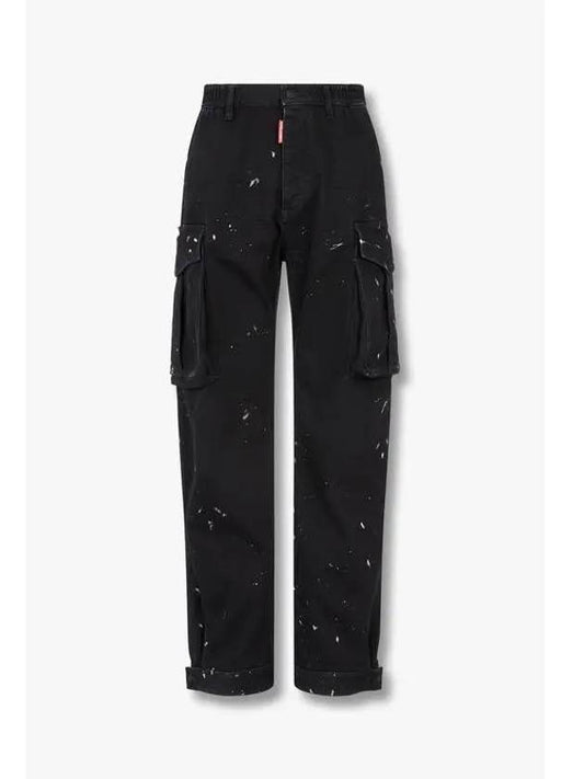 Men s ICON Patch Wide Cargo Pants Black - DSQUARED2 - BALAAN 1